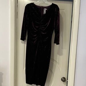 Julian Taylor Deep Purple Long Sleeve Velvet Dress.
